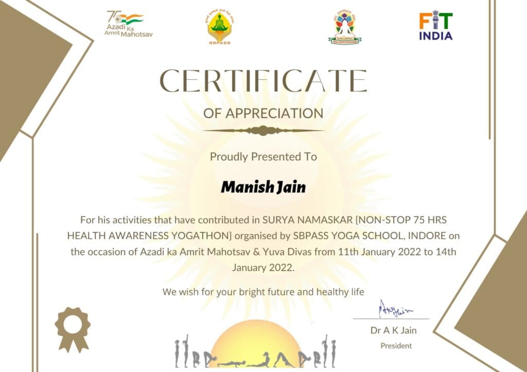 FIT INDIA recognition — 75-hour non-stop Yogathon